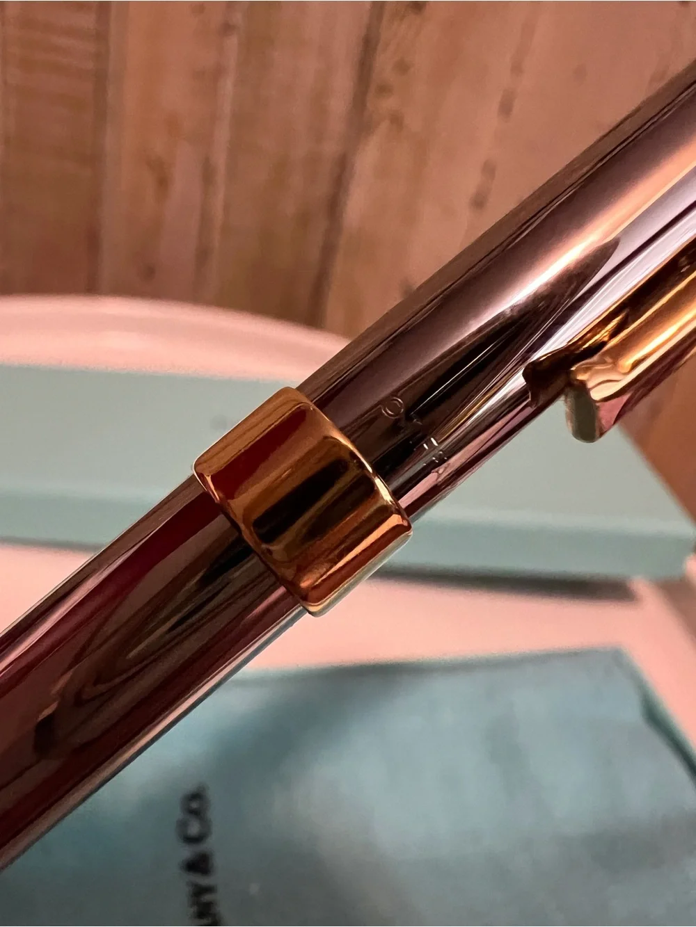 Tiffany & Co. T-Clip Ballpoint Pen, Sterling Silver & Gold Accent, Complete Set